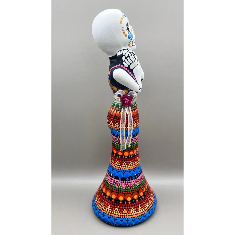 Talavera Mexican Folk Art Catrina Figurine Hand Painted Day of the Dead‎ 10" - Picture 4 of 9